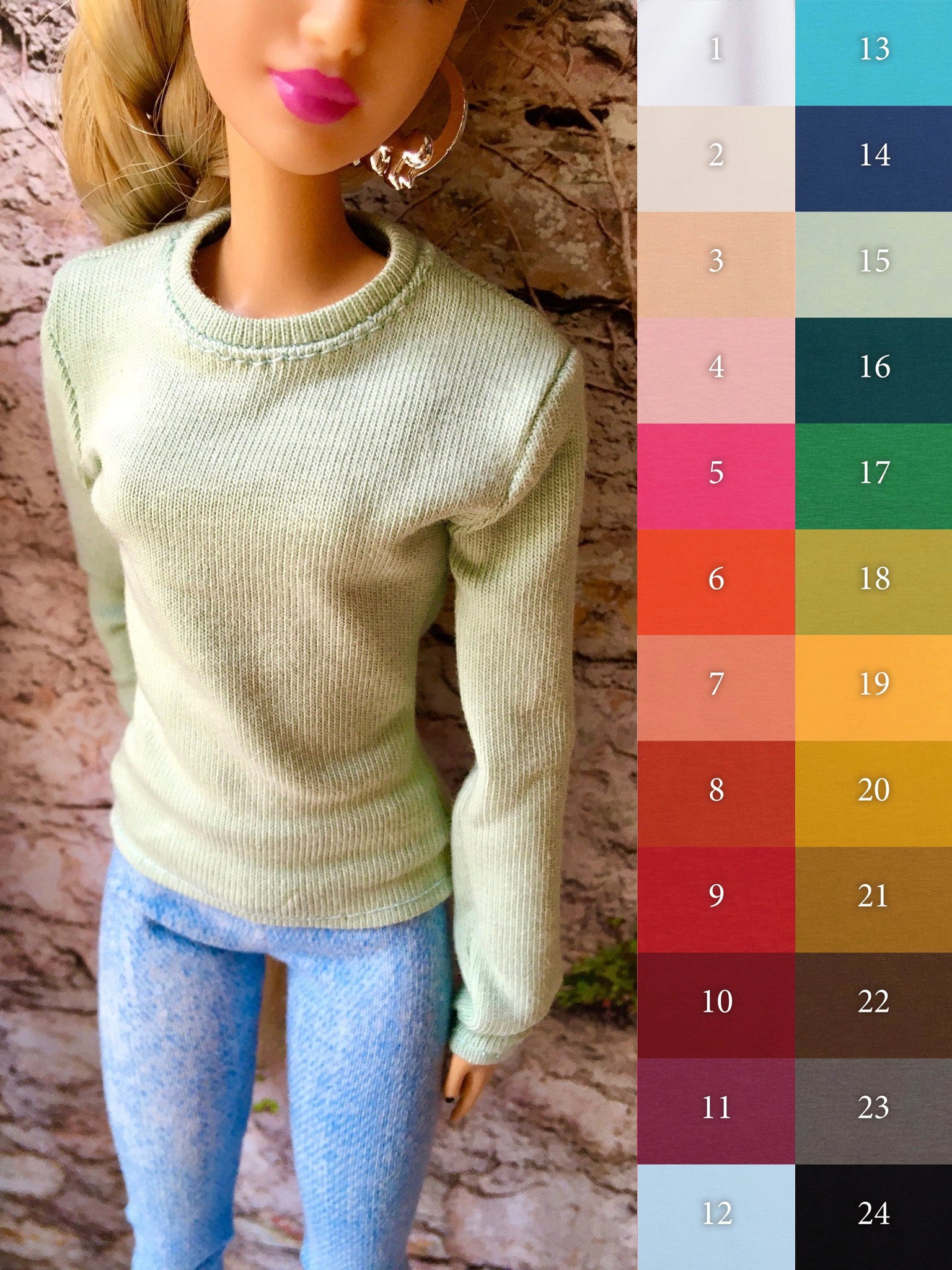 Base Crew-neck T-shirt for Dolls 1/6-scale, 11.5 Inch - Bouutique.com