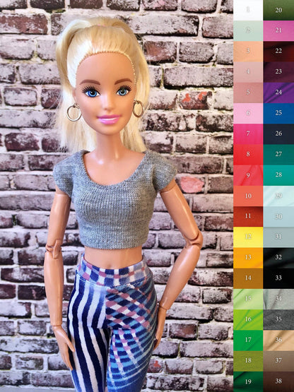 Essential Crop T-shirt for Doll 1/6-scale, 11.5 Inch, many colors - Bouutique.com