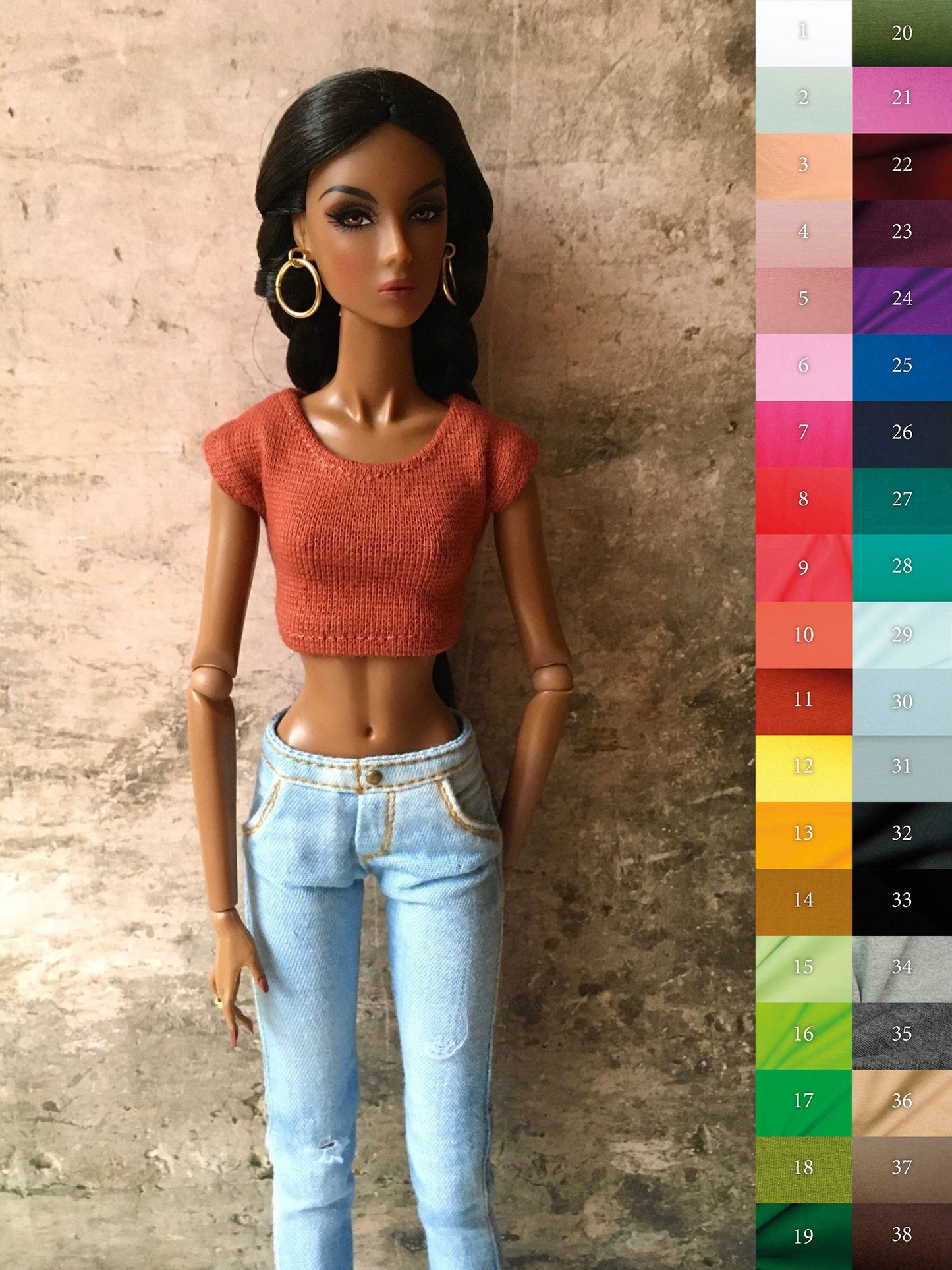 Essential Crop T-shirt for NuFace Integrity Toys Doll 12.5", many colors - Bouutique.com