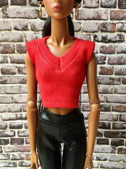 Sleek V-Neck Crop T-shirt for NuFace Integrity Toys Doll 12.5", many colors - Bouutique.com