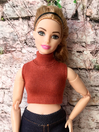 Chic Turtleneck Crop Top for Curvy Doll 1/6-scale, 11.5 Inch - Bouutique.com