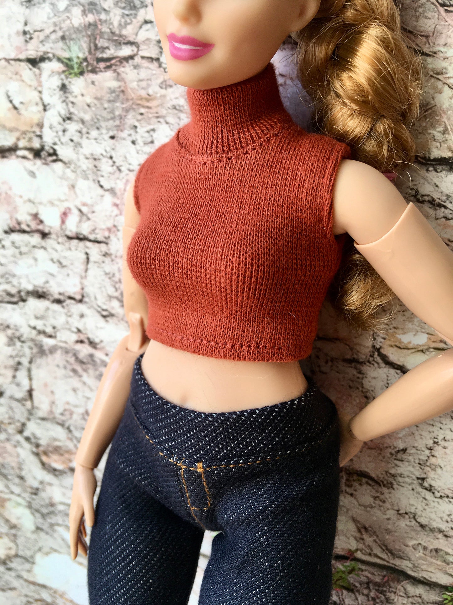 Chic Turtleneck Crop Top for Curvy Doll 1/6-scale, 11.5 Inch - Bouutique.com