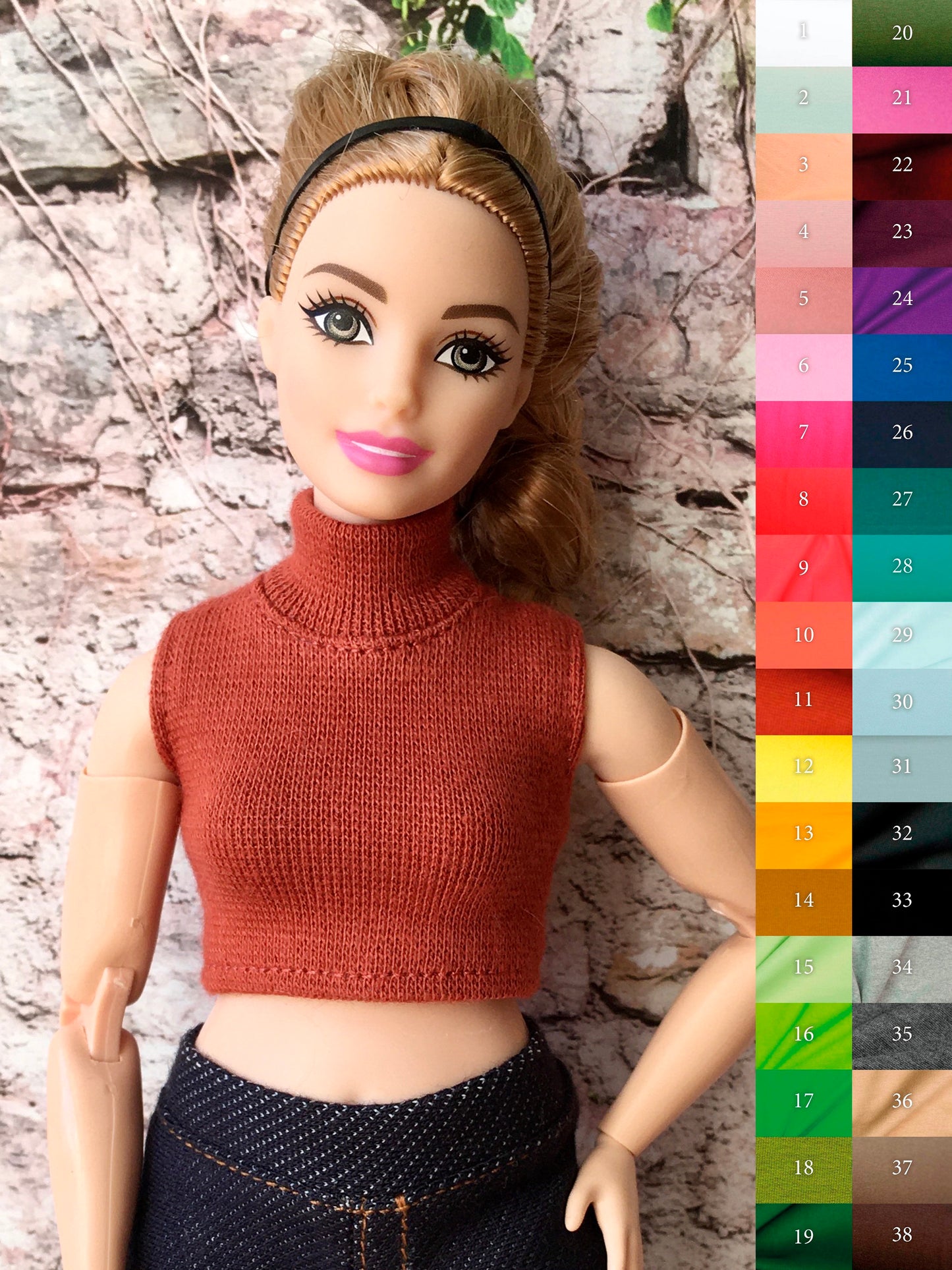 Chic Turtleneck Crop Top for Curvy Doll 1/6-scale, 11.5 Inch - Bouutique.com