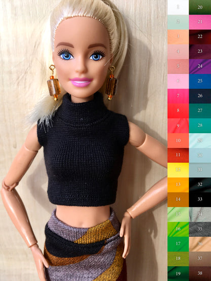 Chic Turtleneck Crop Top for Doll 1/6-scale, 11.5. Inch, many colors - Bouutique.com