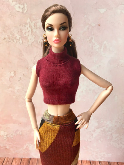 Chic Turtleneck Crop Top for Poppy Parker Doll, many colors - Bouutique.com