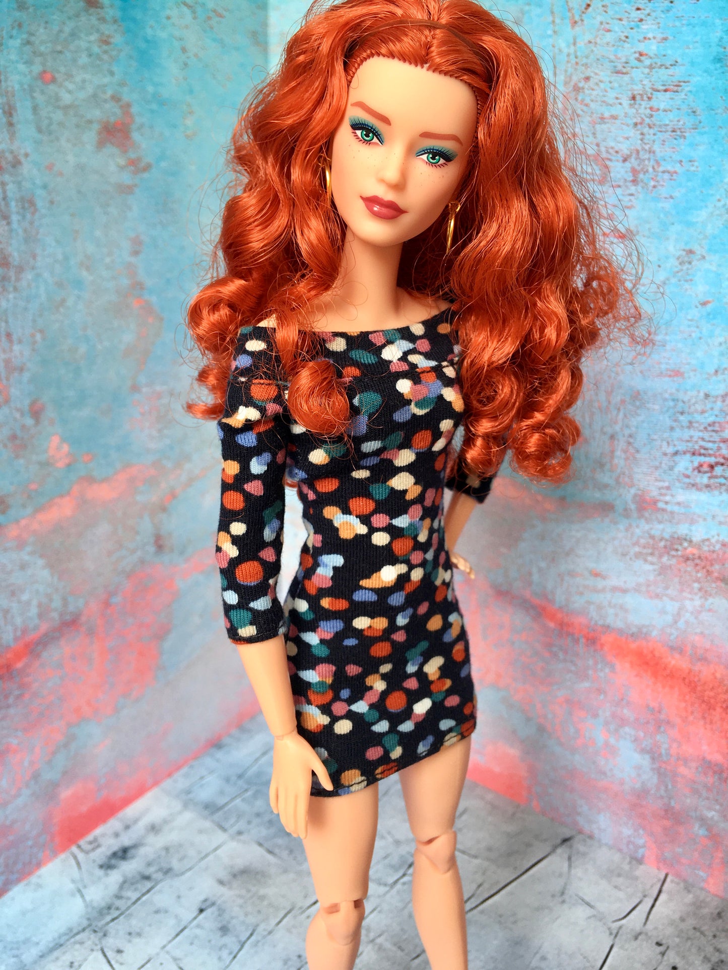 Confetti Mini Off Shoulder Dress for Doll 1/6-scale, 11.5 Inch - www.bouutique.com