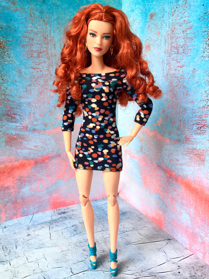 Confetti Mini Off Shoulder Dress for Doll 1/6-scale, 11.5 Inch - www.bouutique.com