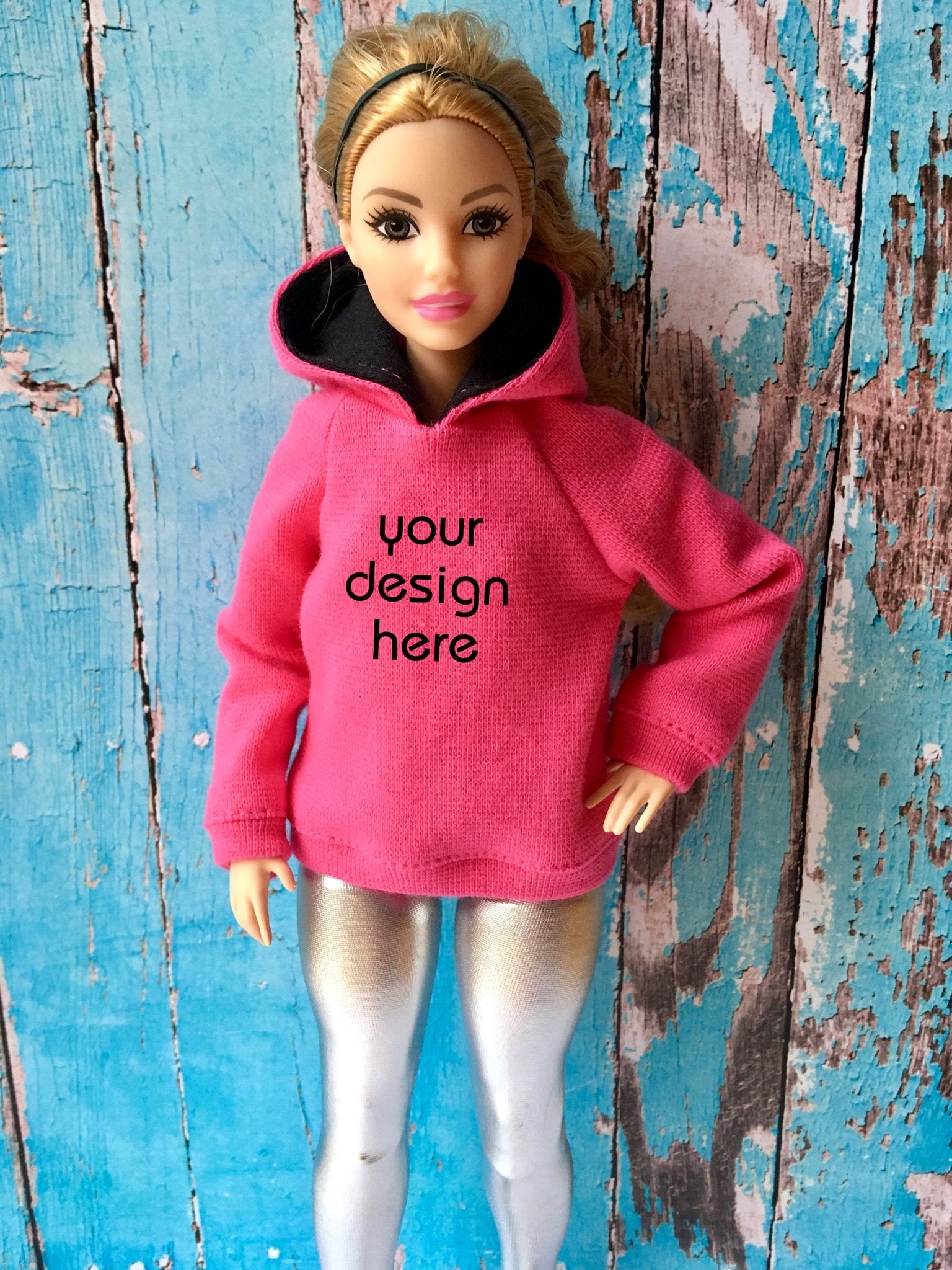 Solid Custom Print Hoodie for Curvy Dolls 1/6-scale - www.bouutique.com