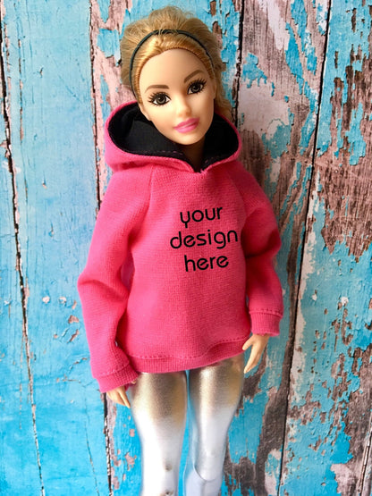 Solid Custom Print Hoodie for Curvy Dolls 1/6-scale - www.bouutique.com