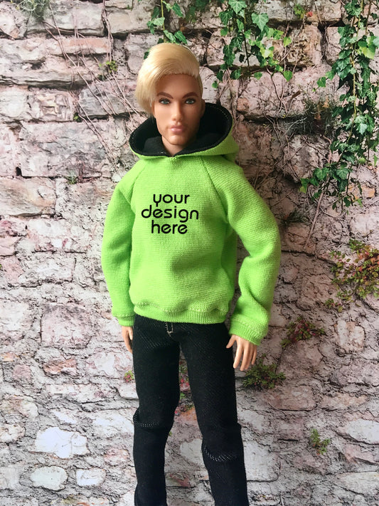 Solid Custom Print Hoodie for Ken Doll - www.bouutique.com