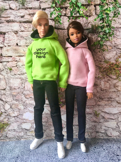 Solid Custom Print Hoodie for Ken Doll - www.bouutique.com