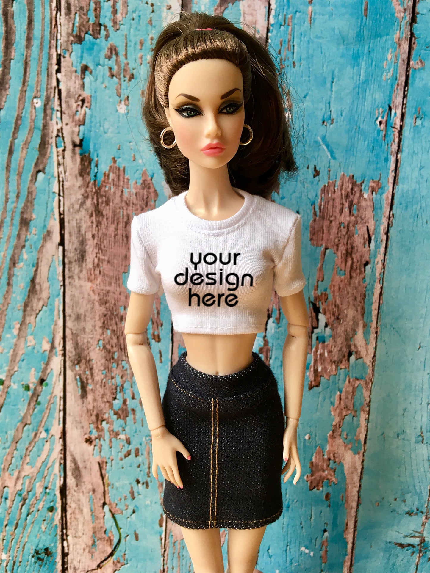 Staple Custom Print Crop T-shirt for Poppy Parker Doll - www.bouutique.com