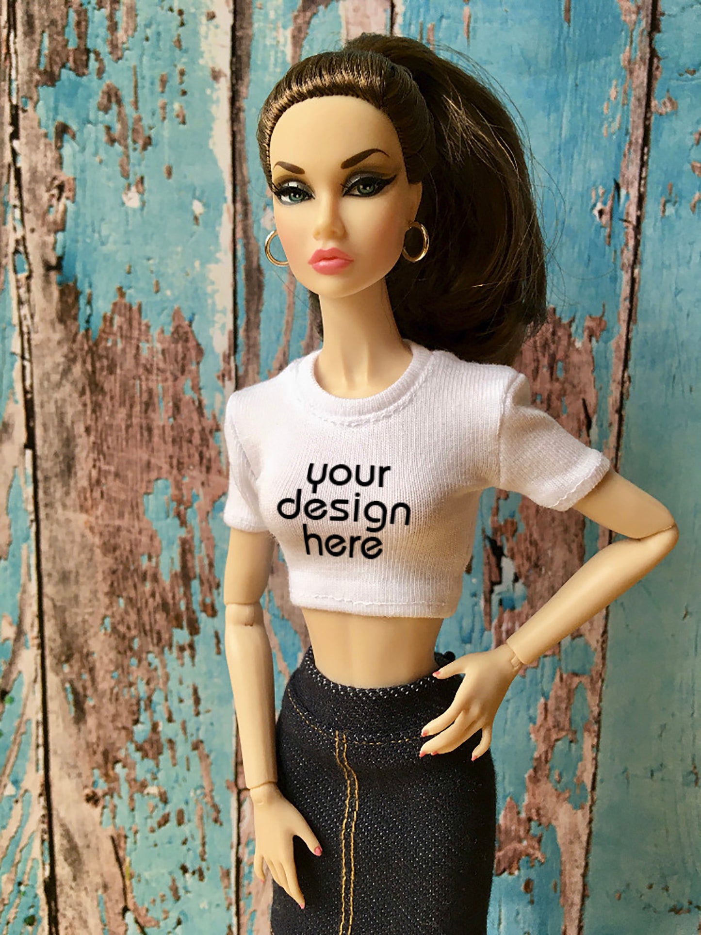 Staple Custom Print Crop T-shirt for Poppy Parker Doll - www.bouutique.com