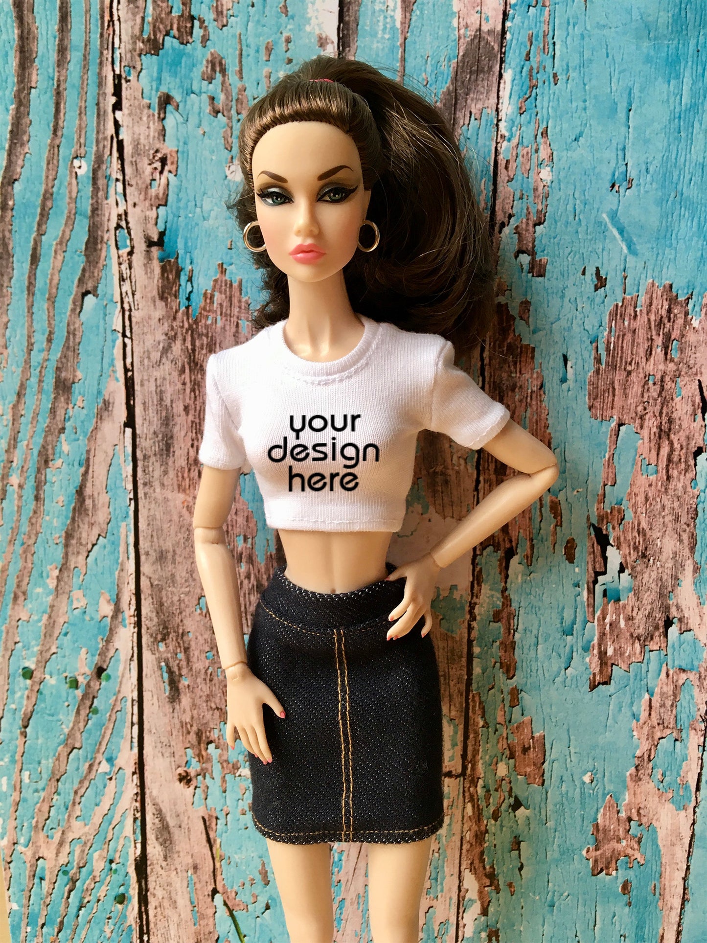 Staple Custom Print Crop T-shirt for Poppy Parker Doll - www.bouutique.com