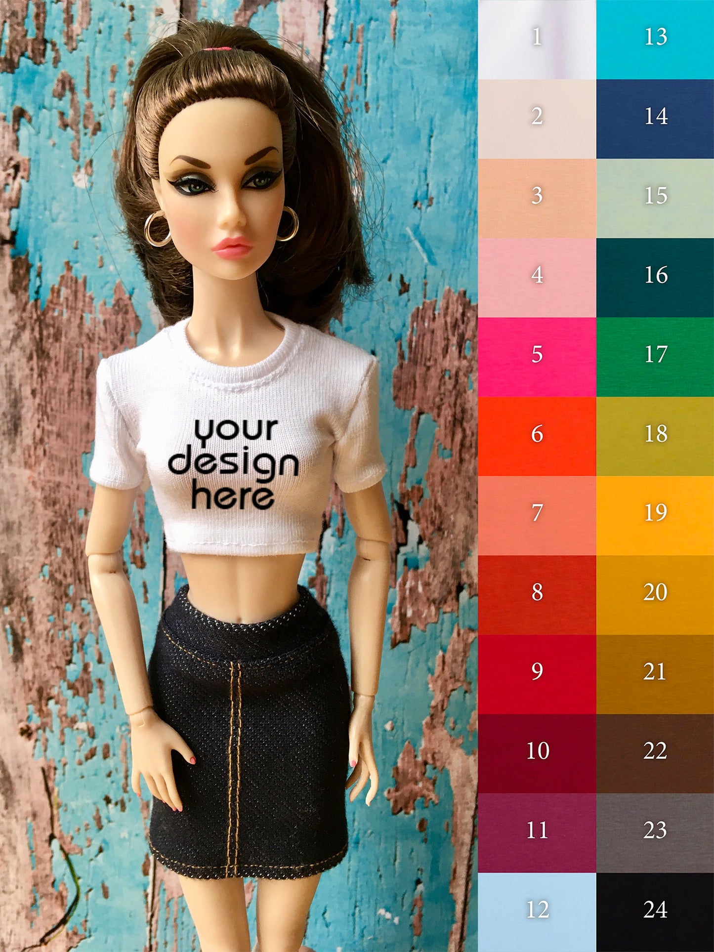 Staple Custom Print Crop T-shirt for Poppy Parker Doll - www.bouutique.com