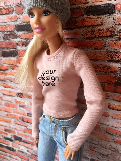 Vital Custom Print Long Sleeve T-shirt for Doll 1/6-scale, 11.5 Inch - www.bouutique.com