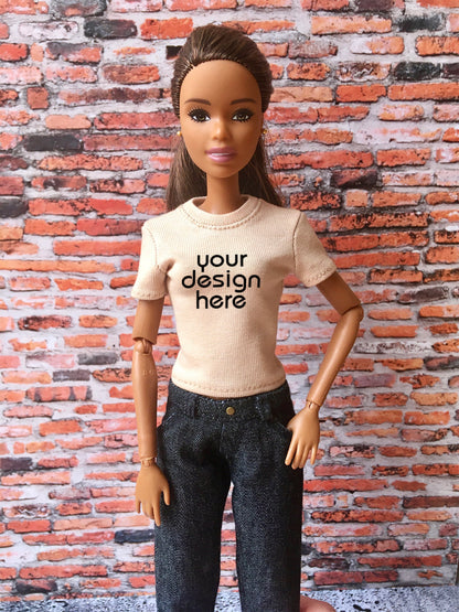 Vital Custom Print Short Sleeve T-shirt for Dolls 1/6-scale, 11.5 Inch - www.bouutique.com