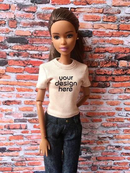 Vital Custom Print Short Sleeve T-shirt for Dolls 1/6-scale, 11.5 Inch - www.bouutique.com