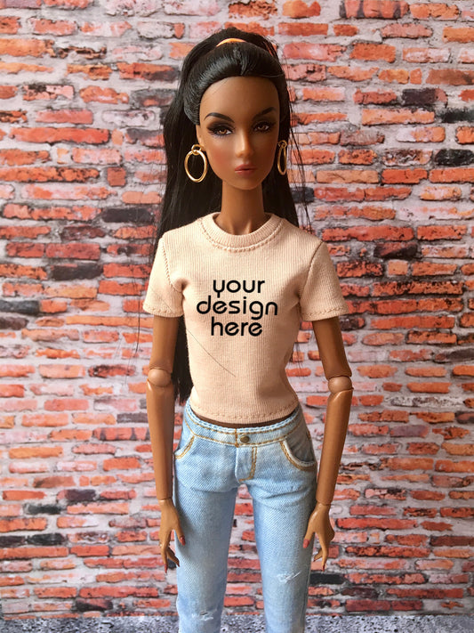 Vital Custom Print Short Sleeve T-shirt for NuFace Integrity Toys Doll 12.5" - www.bouutique.com