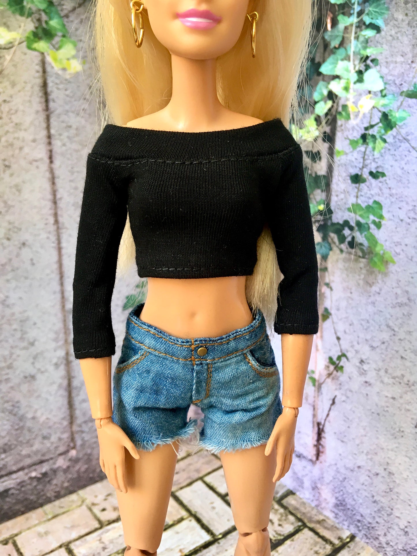 Ebony Off Shoulder Top for Doll 1/6-scale, 11.5 Inch, many colors - www.bouutique.com