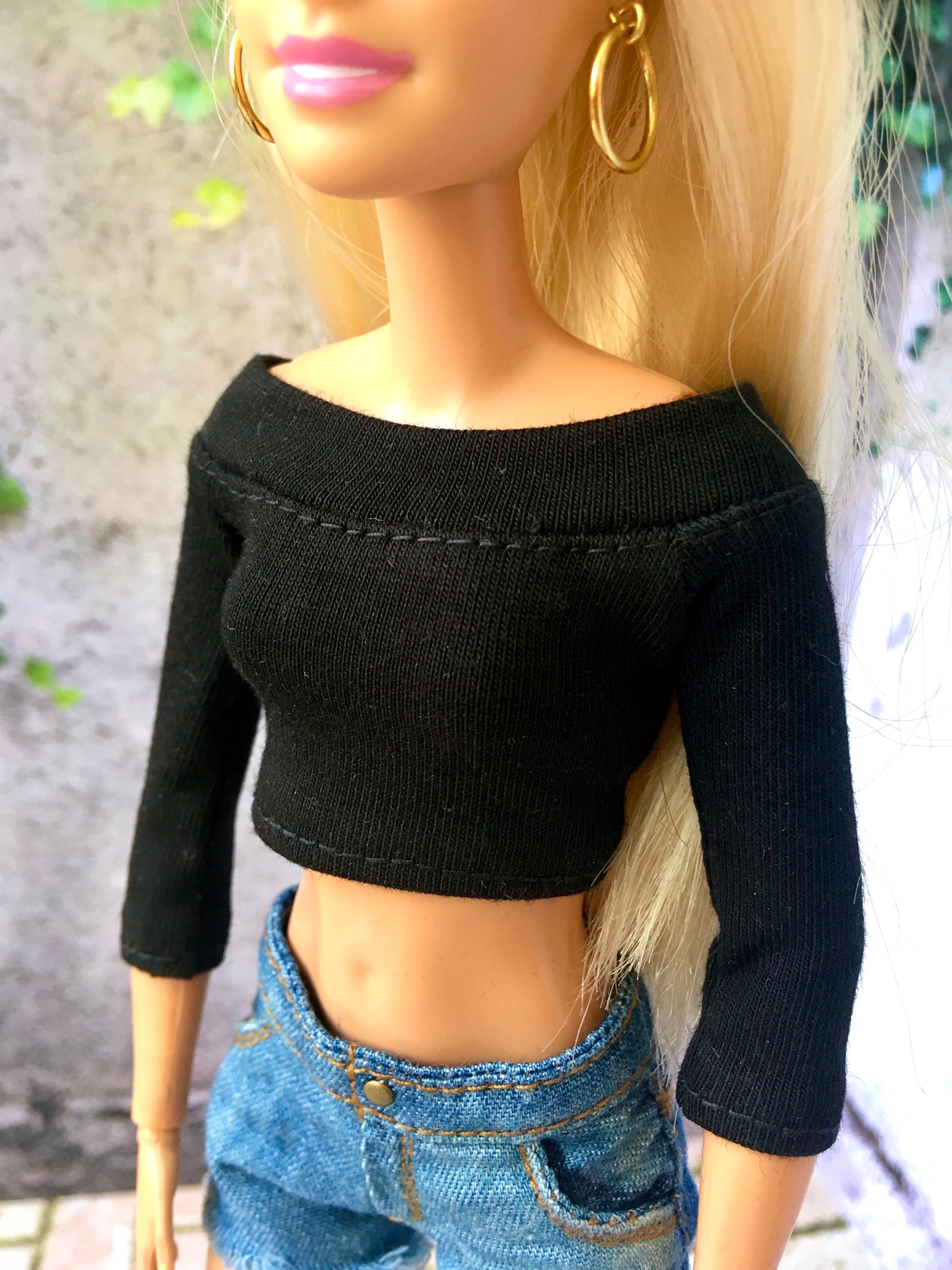 Ebony Off Shoulder Top for Doll 1/6-scale, 11.5 Inch, many colors - www.bouutique.com