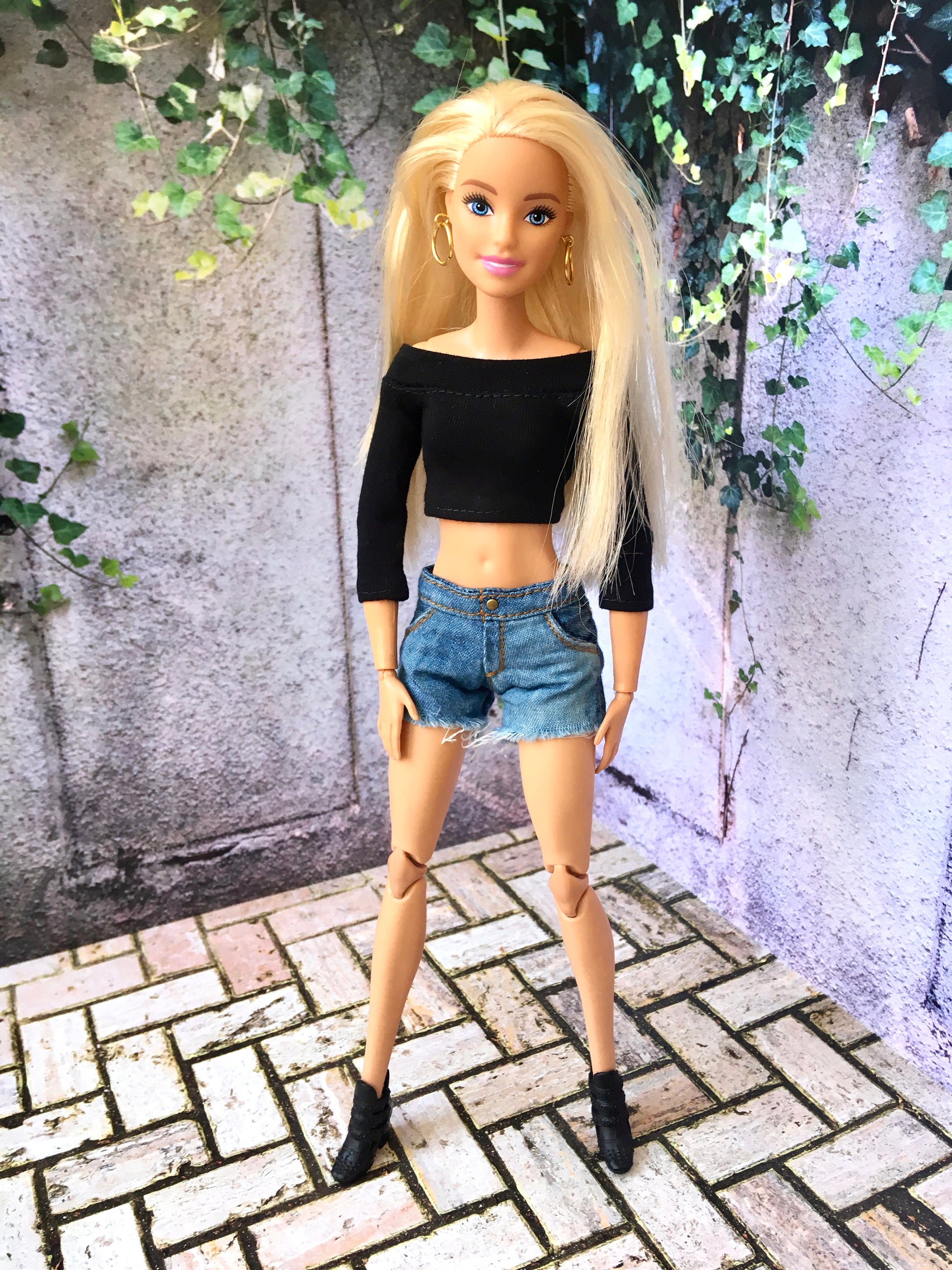 Ebony Off Shoulder Top for Doll 1/6-scale, 11.5 Inch, many colors - www.bouutique.com