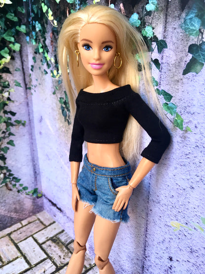 Ebony Off Shoulder Top for Doll 1/6-scale, 11.5 Inch, many colors - www.bouutique.com