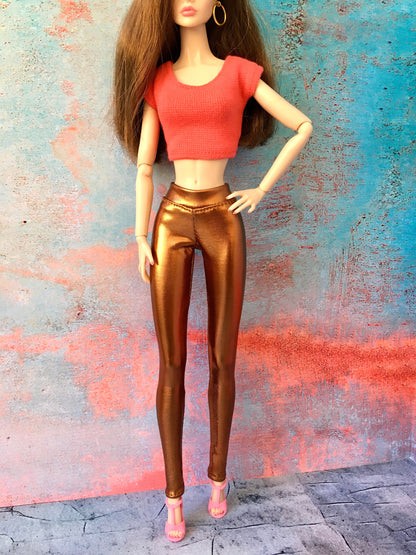 Glimmer Metallic Bronze Leggings for Poppy Parker Doll 12 Inch - www.bouutique.com