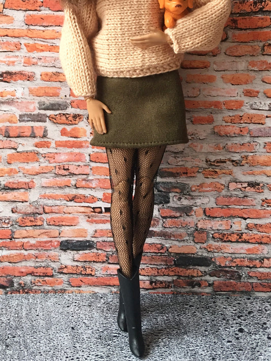 Hazel Faux Suede A-line Skirt for Doll 1/6-scale, 11.5 Inch, 4 colors - Bouutique.com