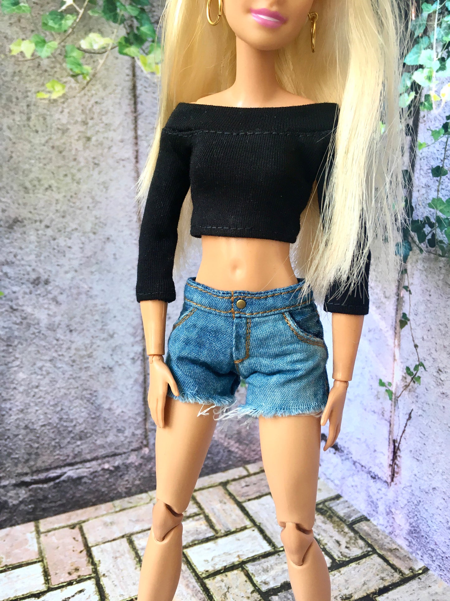 Jemms Washed Denim Shorts for Doll 1/6-scale, 11.5 Inch - www.bouutique.com