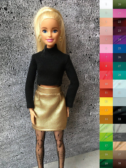 Snug Long Sleeve Turtleneck Crop Top for Doll 1/6-scale, 11.5 Inch, many colors - Bouutique.com