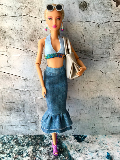 Mermaid Midi Skirt for Dolls 1/6-scale, 11.5 Inch - www.bouutique.com