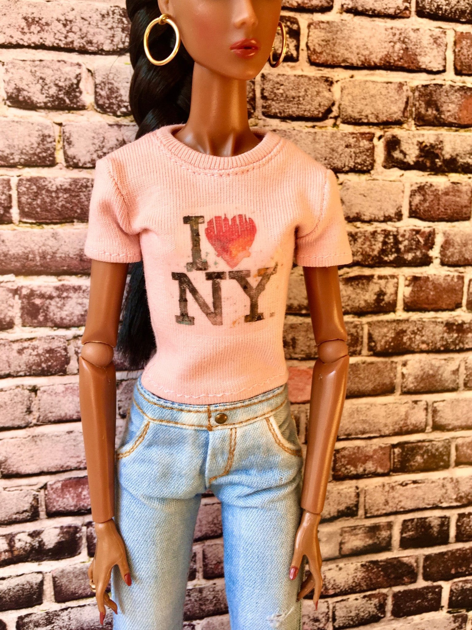 Vital Print T-shirt "I Love NY" Design for NuFace Integrity Toys Doll 12.5" - Bouutique.com