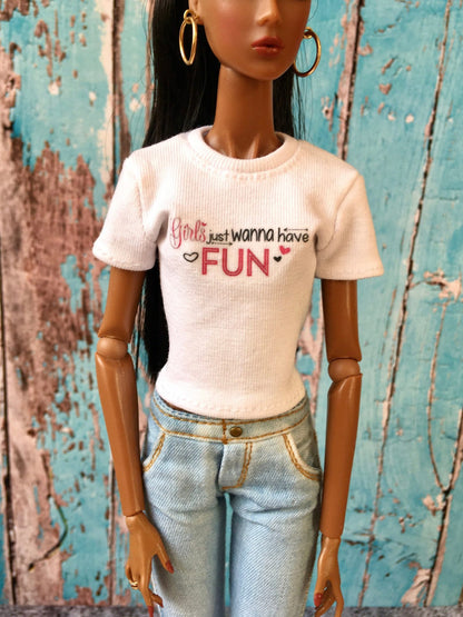 Vital Print T-shirt "Fun" Design for NuFace Integrity Toys Doll 12.5" - www.bouutique.com