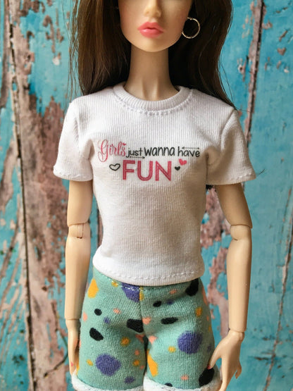 Vital Print T-shirt "Fun" Design for Poppy Parker Dolls, many colors - Bouutique.com