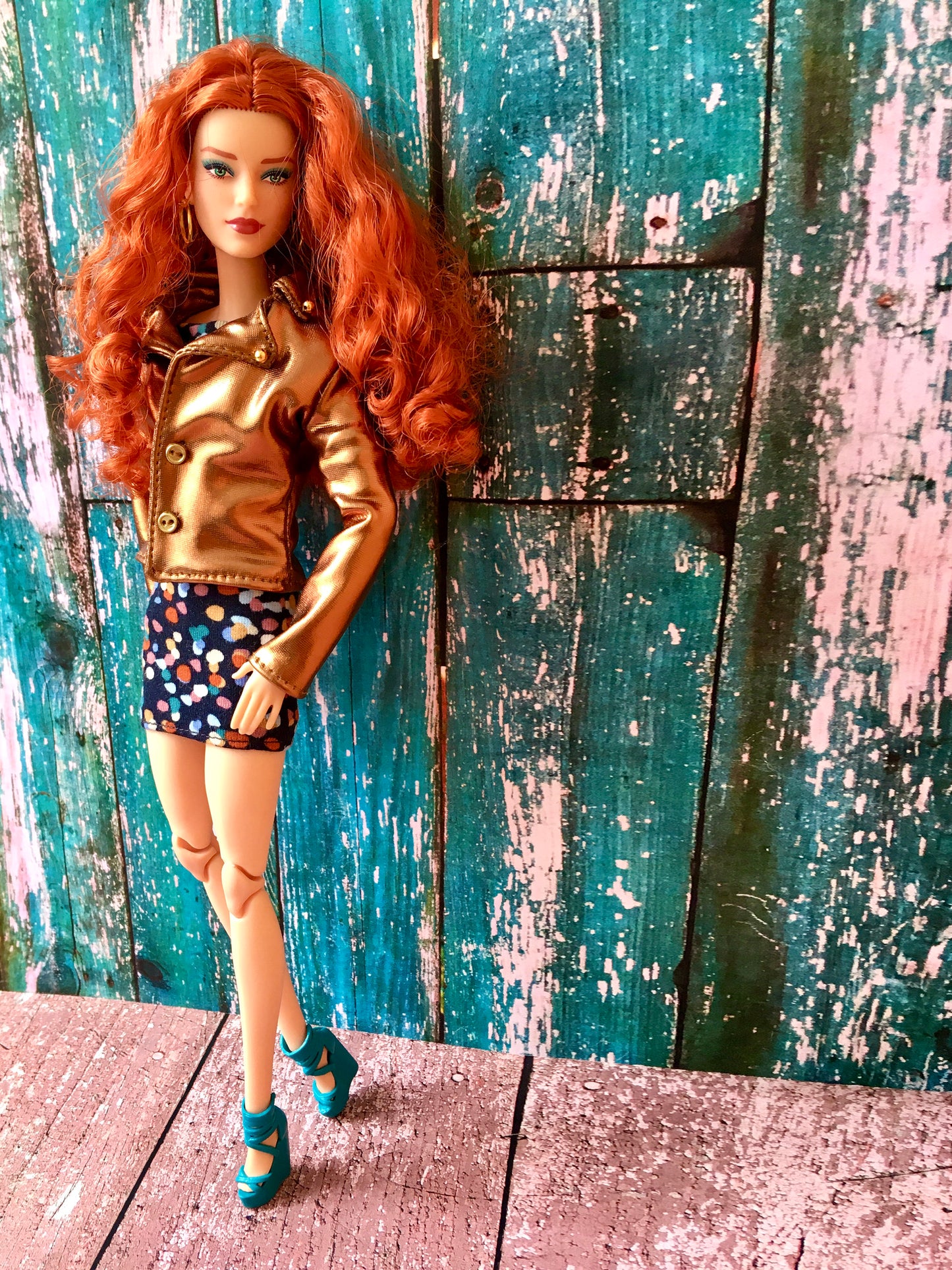 Rogue Faux Leather Bronze Biker Jacket for Doll 1/6-scale, 11.5 Inch - www.bouutique.com