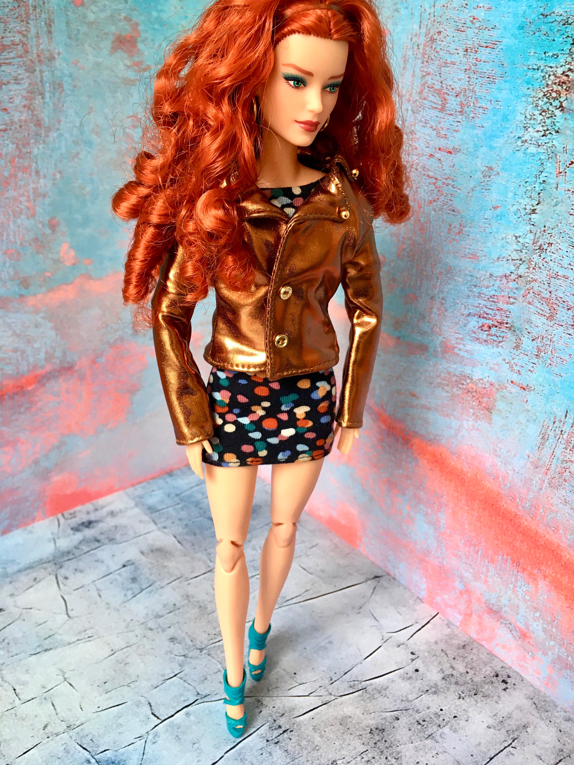 Rogue Faux Leather Bronze Biker Jacket for Doll 1/6-scale, 11.5 Inch - www.bouutique.com