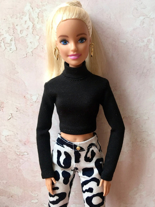 Snug Thin Long Sleeve Turtleneck Crop Top for Doll 1/6-scale, 11.5 Inch, many colors - www.bouutique.com