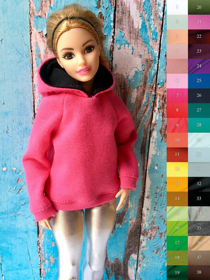 Solid Hoodie for Curvy Dolls 1/6-scale, many colors - Bouutique.com