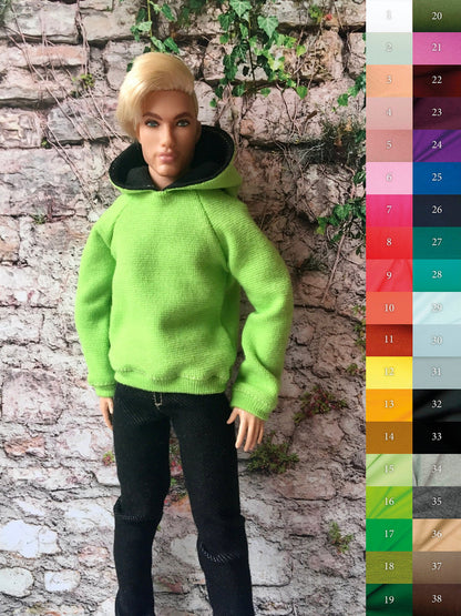 Solid Hoodie for Ken Doll, many colors - Bouutique.com