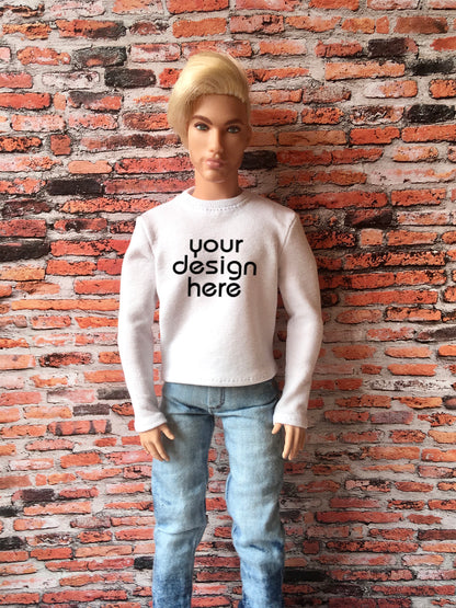 Vital Custom Print Long Sleeve T-shirt for Ken Doll - www.bouutique.com