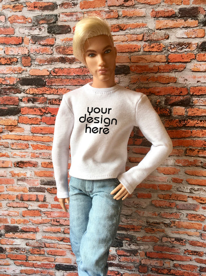 Vital Custom Print Long Sleeve T-shirt for Ken Doll - www.bouutique.com