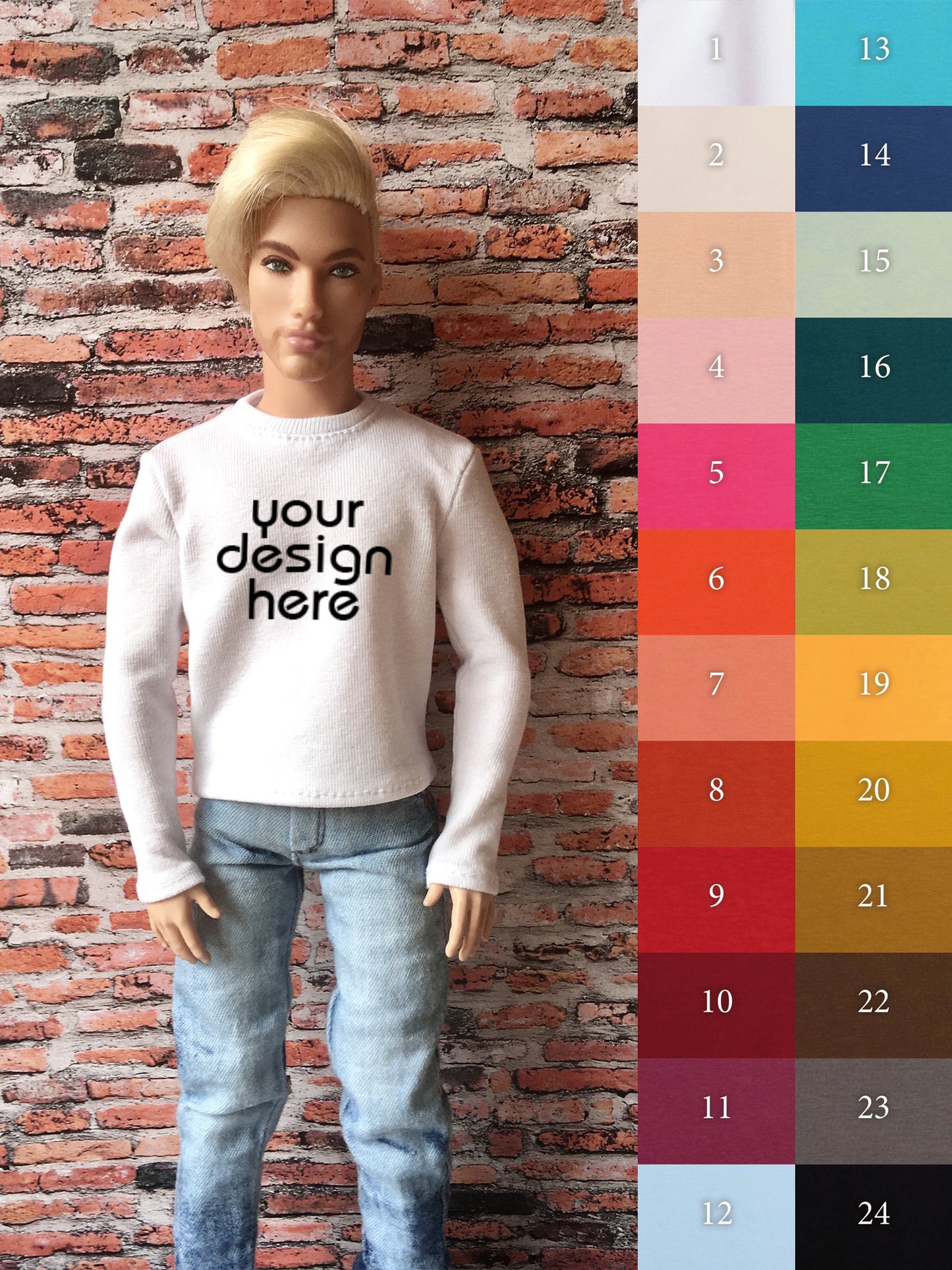 Vital Custom Print Long Sleeve T-shirt for Ken Doll - www.bouutique.com