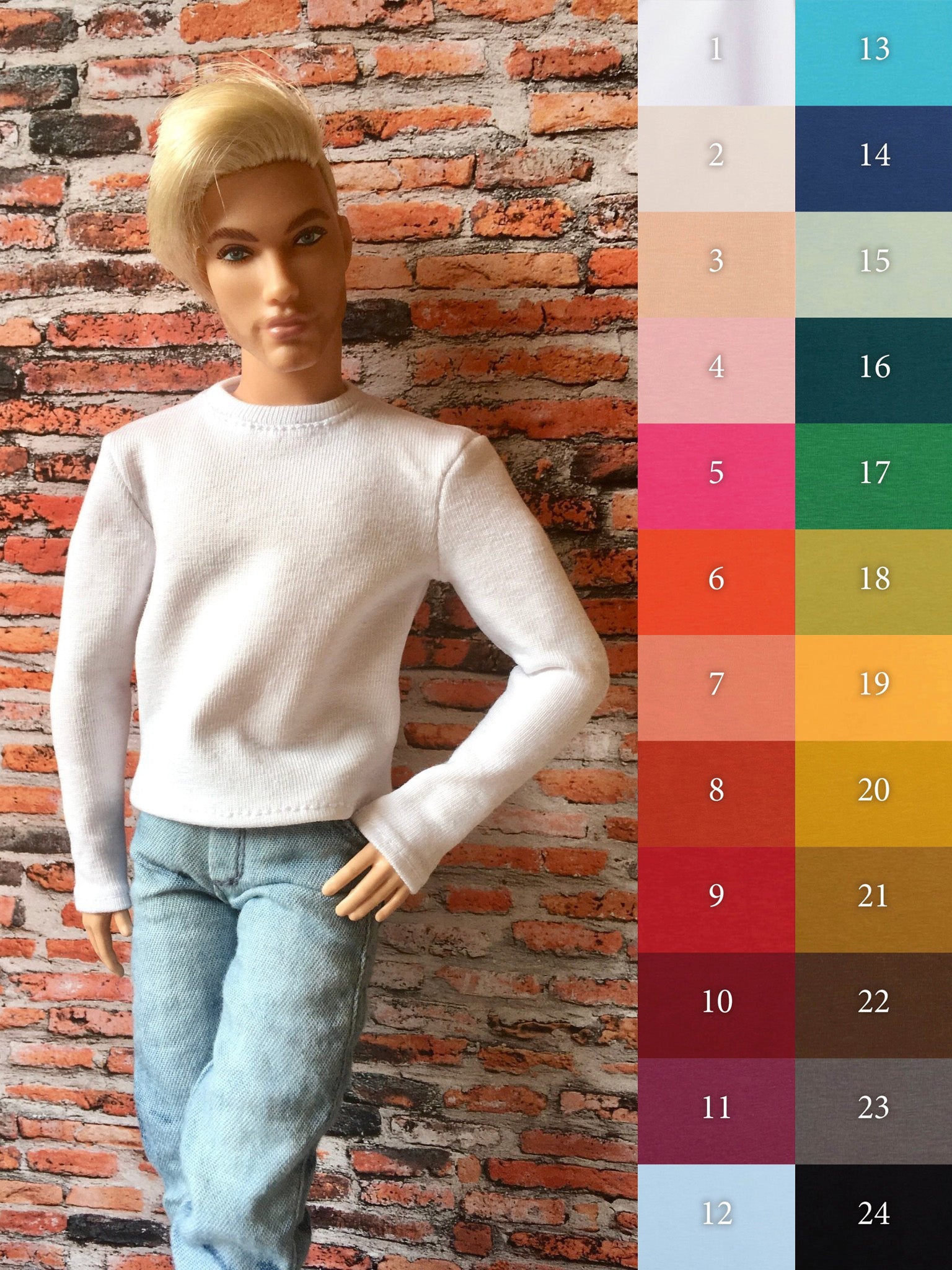 Vital Long Sleeve T-shirt for Ken Doll, many colors - www,bouutique.com