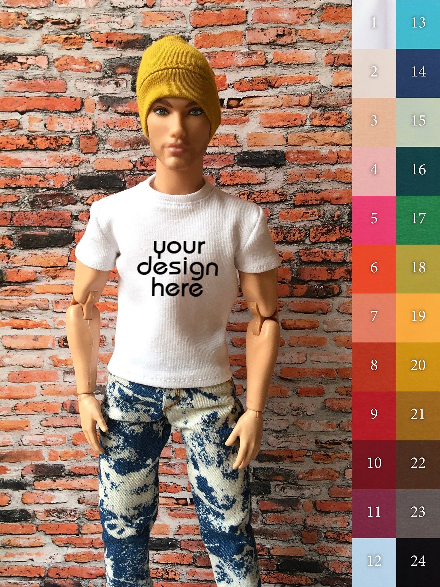 Vital Custom Print Short Sleeve T-shirt for Ken Doll - www.bouutique.com