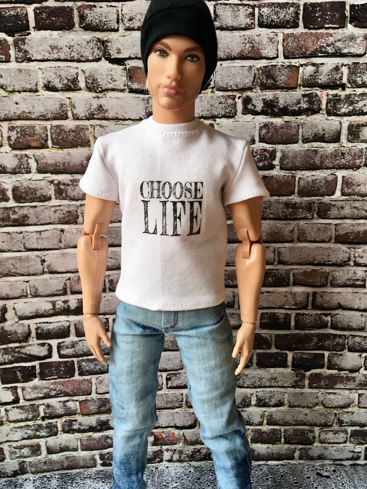 Vital Printed T-shirt "Choose Life" Design for Ken Doll, many colors - www.bouutique.com