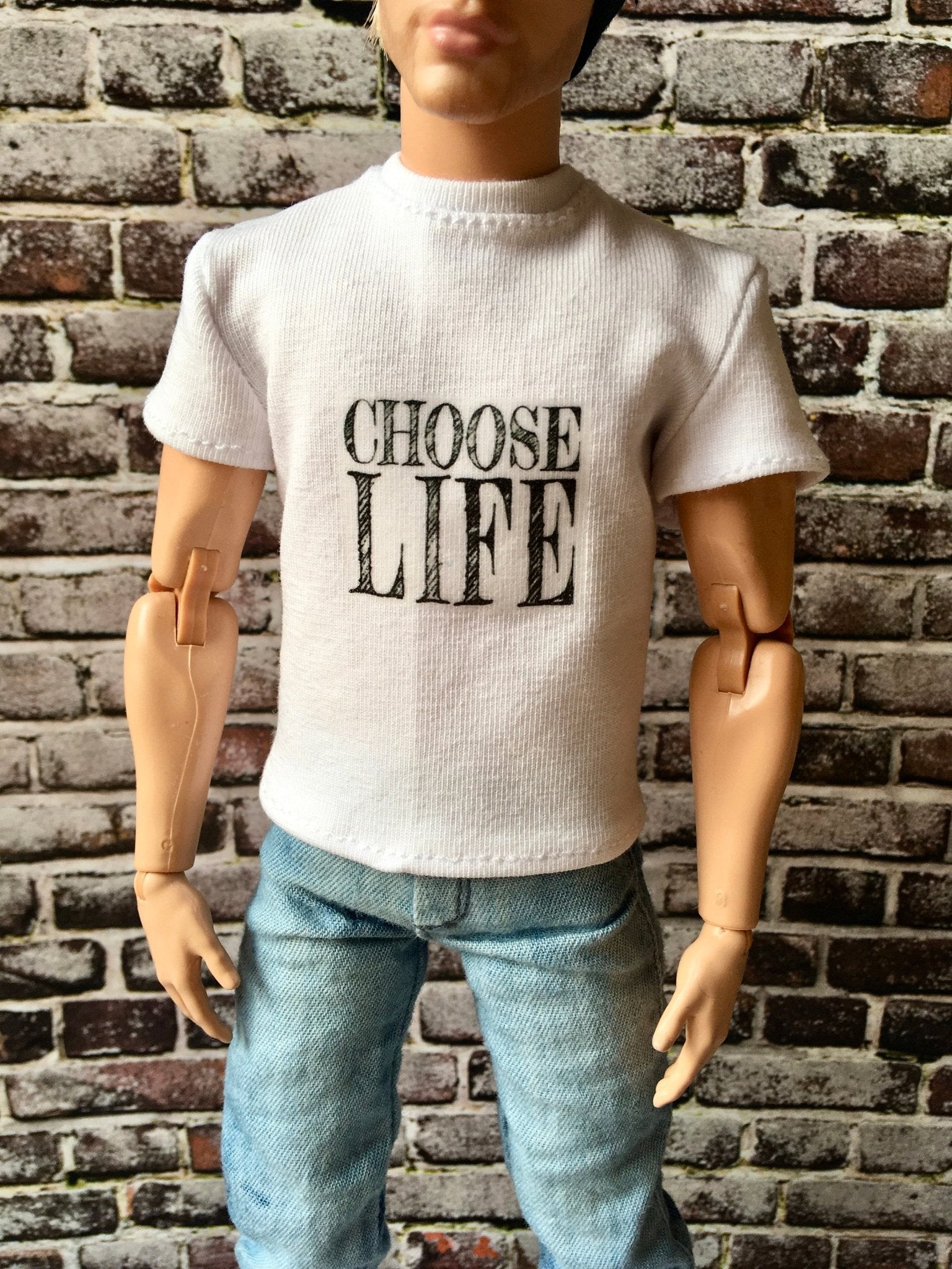 Vital Printed T-shirt "Choose Life" Design for Ken Doll, many colors - www.bouutique.com