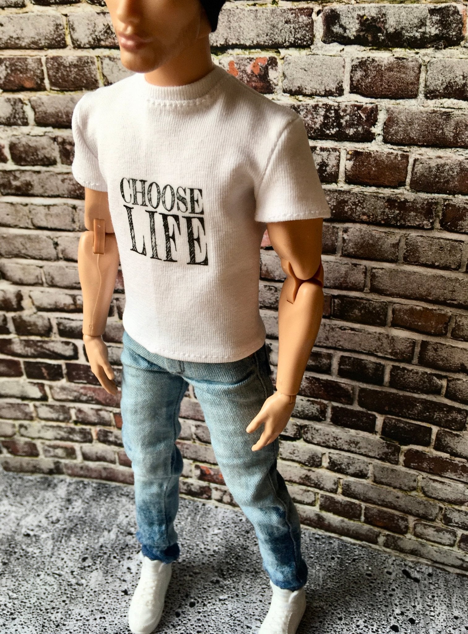 Vital Printed T-shirt "Choose Life" Design for Ken Doll, many colors - www.bouutique.com