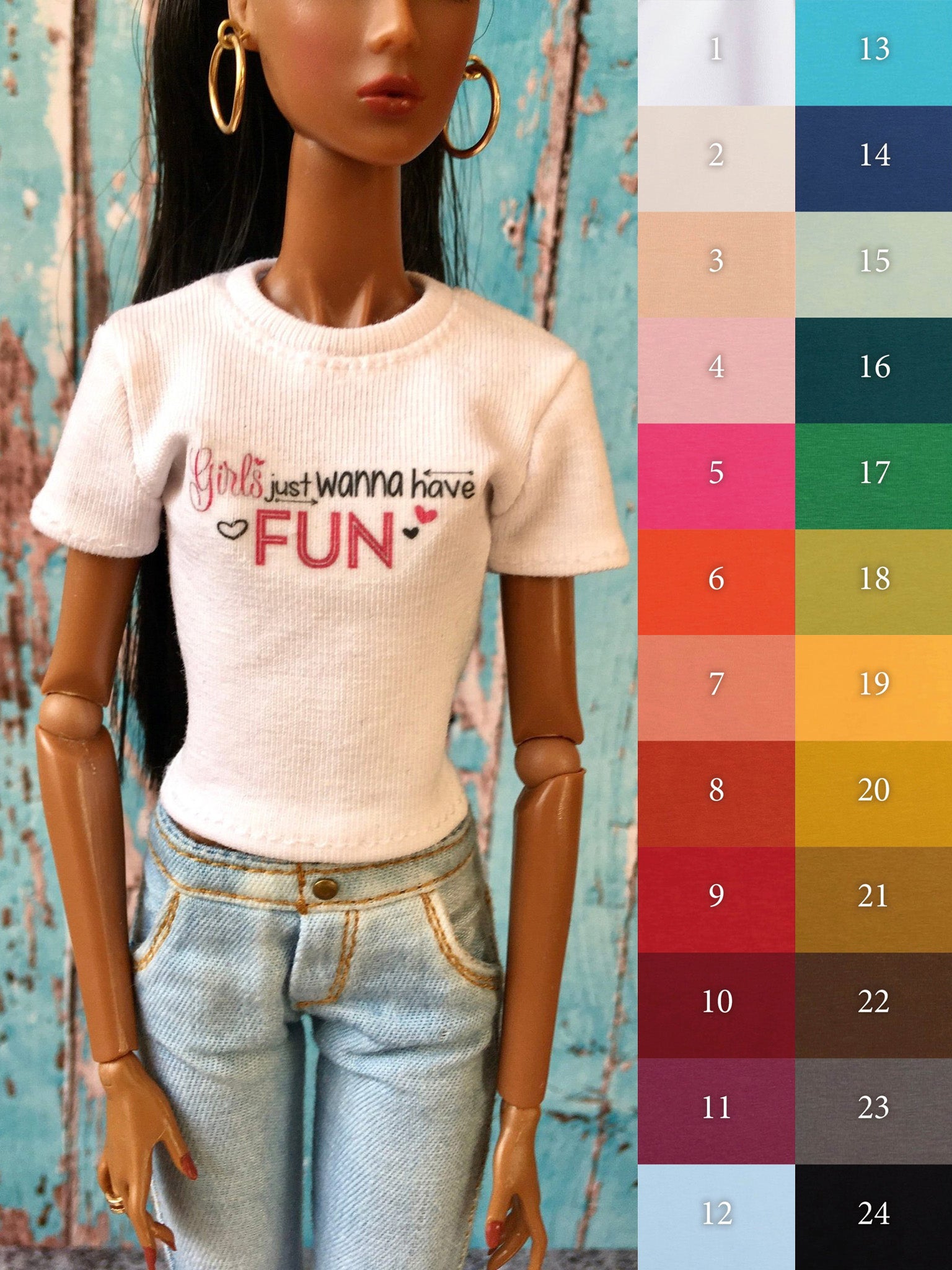 Vital Print T-shirt "Fun" Design for NuFace Integrity Toys Doll 12.5" - www.bouutique.com