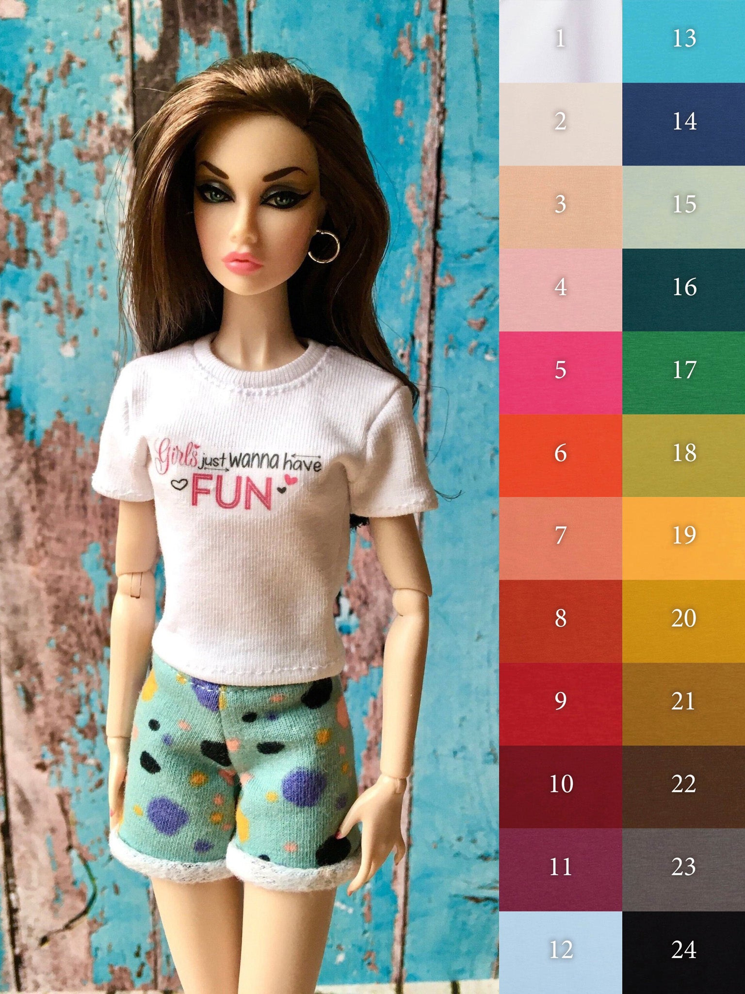 Vital Print T-shirt "Fun" Design for Poppy Parker Dolls, many colors - Bouutique.com